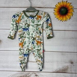 Magnetic Me Newborn Dinosaur Footed Pajamas Sleepsuit 5-8lbs Modal Spandex
